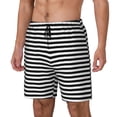 thumbnail image 5 of Mens Black White Mosaic Vertical Stripes 2 in 1 Quick Dry Swim Trunks with Compression Liner Beach Shorts, 5 of 6
