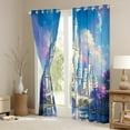 thumbnail image 4 of Feelyou 3D Western Castle Black Out Curtains for Kids, Dreamy Stars Galaxy Curtains Pack of 2 (42x63 Each), Kawaii Princess Bedroom Curtains, Black Out Curtains Decor, 4 of 7