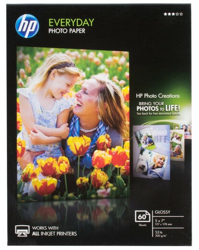 HP Glossy 5x7 Everyday Photo Paper 60 sheets