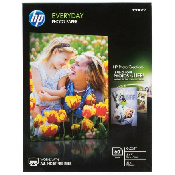 HP Glossy 5x7 Everyday Photo Paper 60 sheets