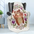 thumbnail image 4 of Bear Soft Flannel Fleece Throw Blanket, Baby Mammal Surrounded with Floral Wreath Bouquet Tulip Blossom Mushroom Watercolor, Cozy Plush for Indoor and Outdoor Use, 60" x 80", Multicolor, by Ambesonne, 4 of 5