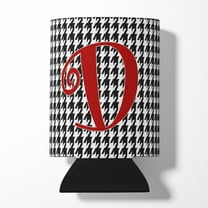 Letter D Initial Monogram - Houndstooth Black Can or Bottle Hugger