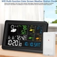 thumbnail image 5 of Color Screen WiFi Weather Station Clock - Indoor/Outdoor Thermometer Hygrometer Barometer with 5-Day Forecast | Supports 3 Sensors, 1 Included, USB Charging & Wake-Up Alerts, 5 of 11