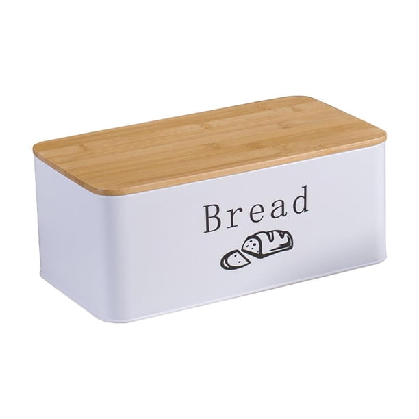 con tapa de bambú, contenedor de almacenamiento de pan multiusos, decoración de cocina para mostrador de cocina, productos horneados, Donu blanco