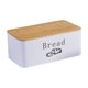 thumbnail image 1 of con tapa de bambú, contenedor de almacenamiento de pan multiusos, decoración de cocina para mostrador de cocina, productos horneados, Donu blanco, 1 of 9