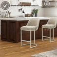 thumbnail image 5 of Leick Home Barrelback Counter Stool with Oatmeal Seat and Pewter Metal Base, Set of 4, 5 of 17