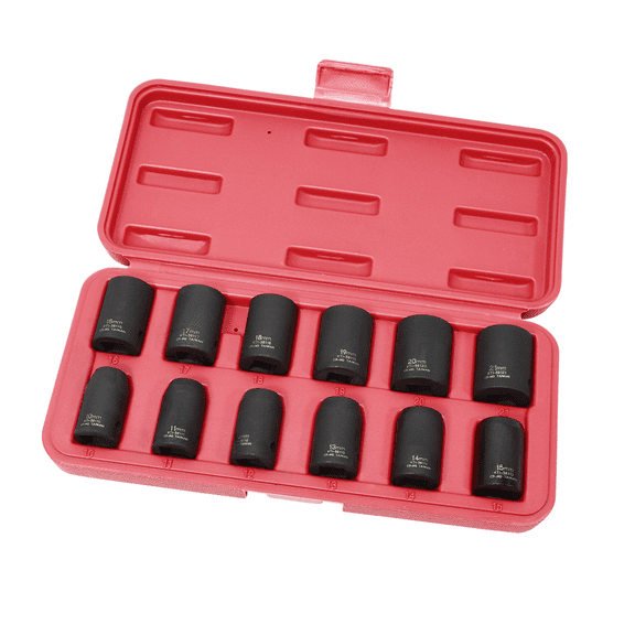 K-Tool 38100 12-pc 1/2" Drive Metric Impact Short Socket Set