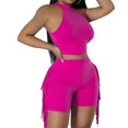 thumbnail image 4 of SEMPAI Two Piece Sets for Women Summer Workout Set Halter Top Crop Fringe Shorts Yoga Outfit Beach Loungewear Athletic Wear, 4 of 5