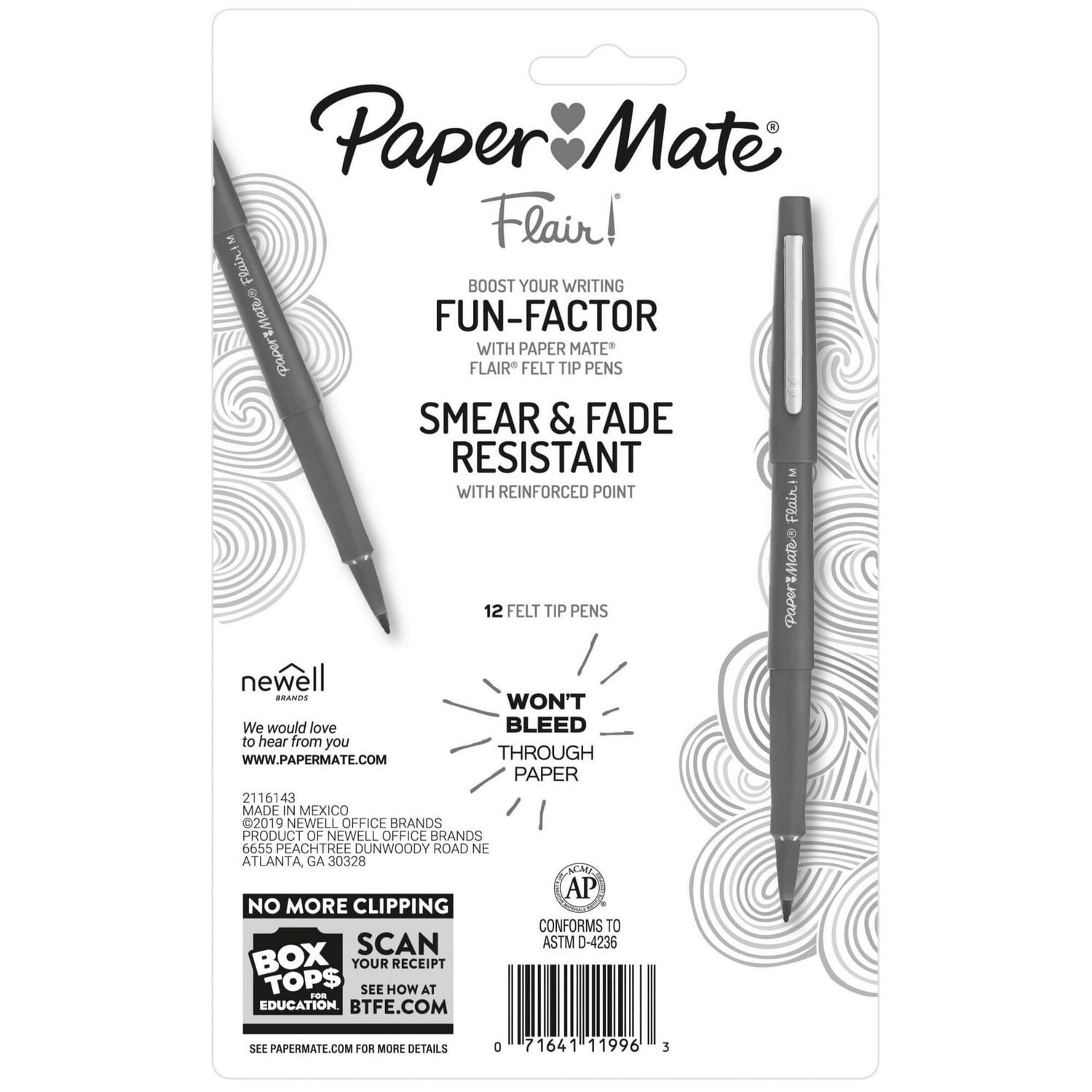 Stylo feutre Paper Mate Flair, pointe moyenne (0,7 mm), couleurs assorties