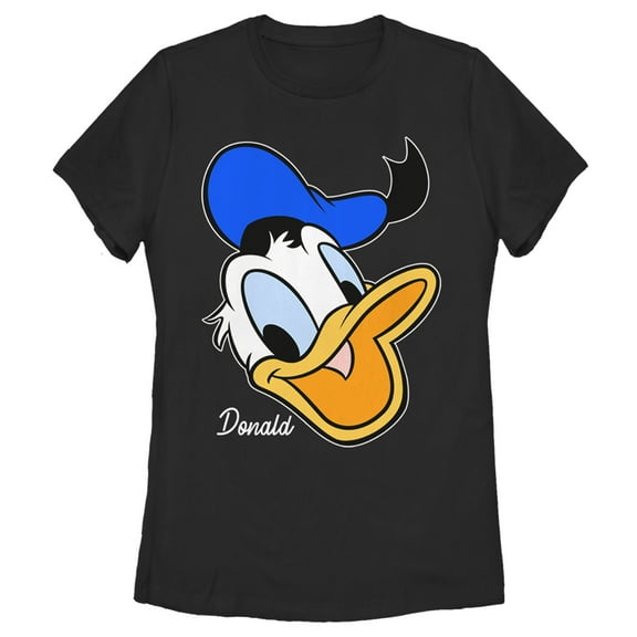 Women's Mickey & Friends Donald Duck Big Face  Graphic Tee Black Large