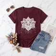 thumbnail image 2 of VNJQPG Women's Mystical Lotus Lace Mandala T-Shirt Bohemian Yoga Meditation Tee(Y10-Red,2XL), 2 of 3
