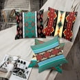 thumbnail image 5 of Set of 4 Turquoise Ethnic Throw Pillow Covers Abstract Ikat Art and Mexican Style Decorative Pillow Cases Home Decor Standard Square 18x18 Inches Pillowcases, 5 of 6
