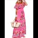 thumbnail image 1 of Vestido de Verano para Mujer, Estampado Floral, Hombros Descubiertos, Sin Mangas, Rosa XXL, 1 of 10