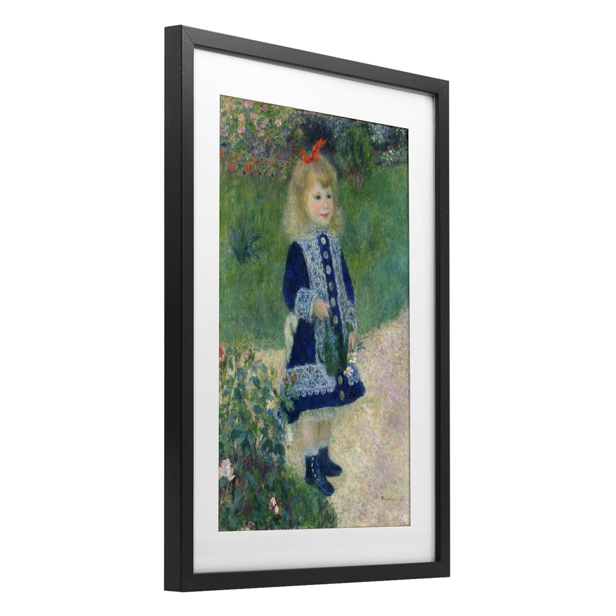 Stupell Industries Girl With Watering Can Black Framed Print Under Glass, design by Tina LeCour