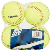 (4 Pack) Worth 12 Yellow Practice Slowpitch Softballs
