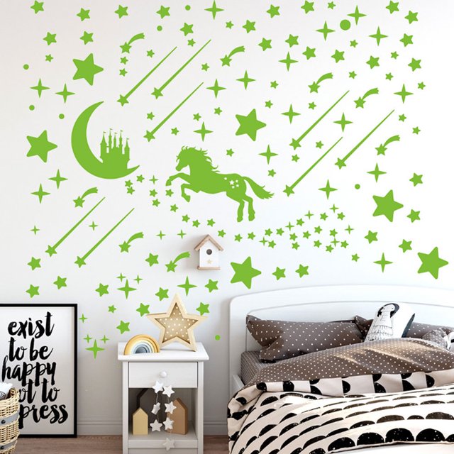 Pegatinas de pared Jadeshay luminosas de dibujos animados que Brillan en la oscuridad