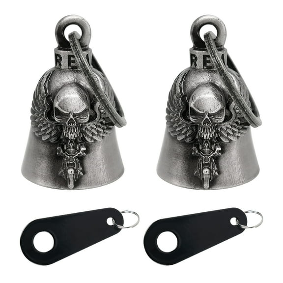 Dream Apparel 【2Pack】Motorcycle Bells for Biker Good Luck Riding Bells with Hanger Motorcycle Accessory or Keychain for Luck