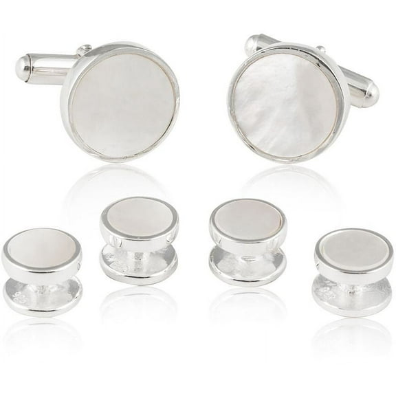Solid Sterling Silver Mother of Pearl Tuxedo Formal Set