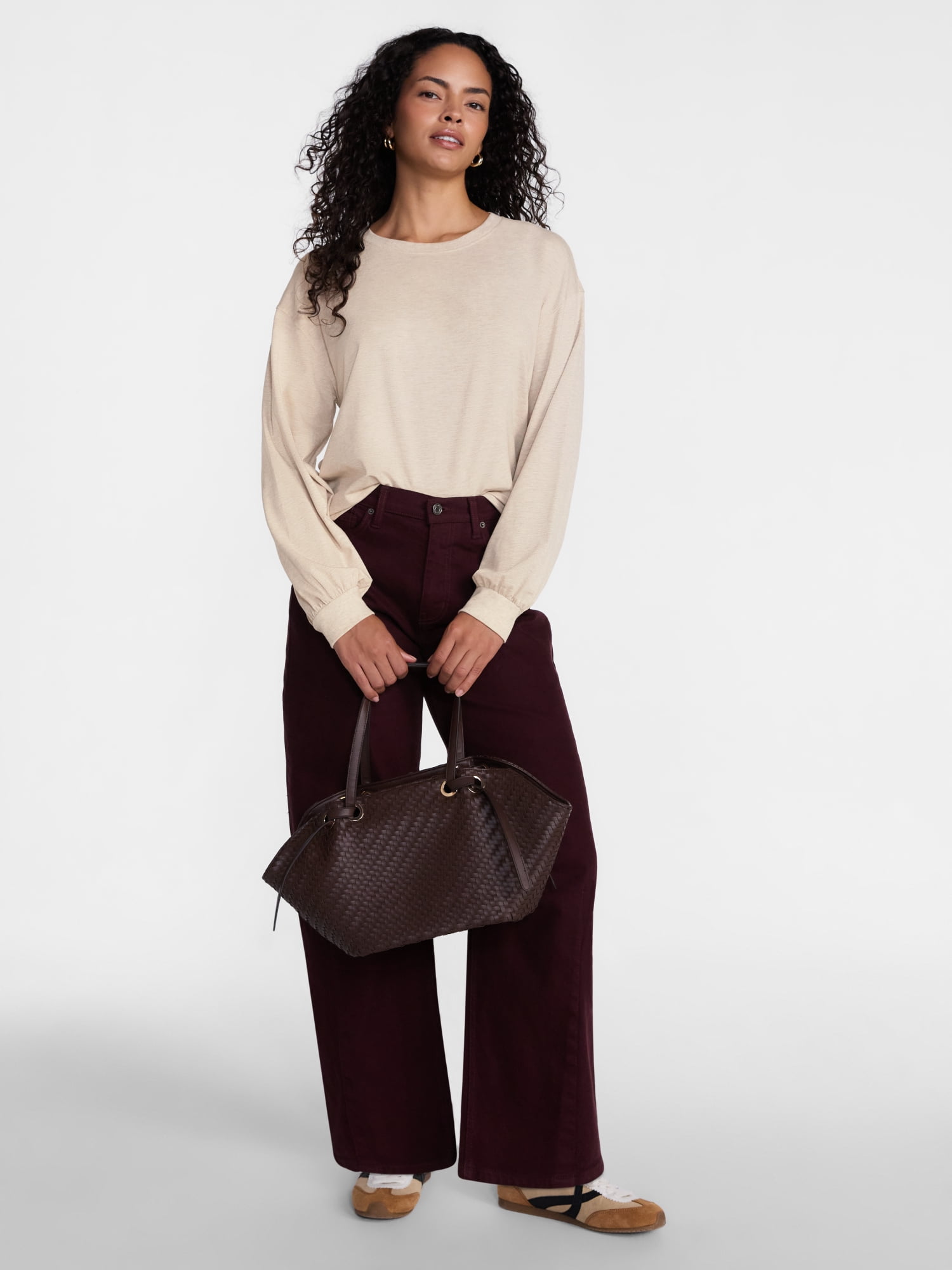 Scenario Women's Oversized Tee with Long Sleeves, Sizes XS-XXXL