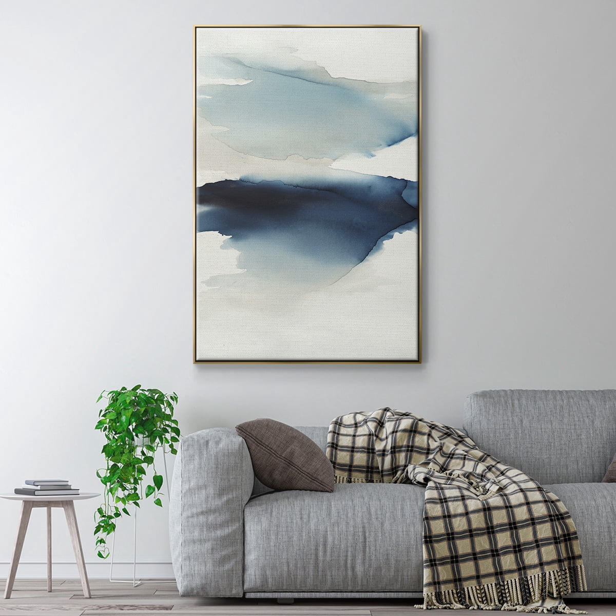 Waves I Framed Premium Gallery Wrapped Canvas - Ready to Hang - 25 x 37 - Gold Floating Frame