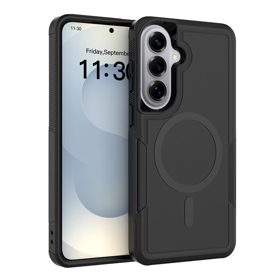 Samsung Galaxy S26 Case by Lunvic, Dual-Layer Rugged Design, Metal Sheet for Magnetic Accessories, Raised Camera Screen Guard, TPU PC, Black