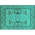 thumbnail image 1 of Ahgly Company Indoor Rectangle Oriental Turquoise Blue Traditional Area Rugs, 5' x 8', 1 of 4