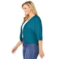thumbnail image 3 of Woman Within Plus Size Rib Trim Cardigan Shrug Sweater, 3 of 6