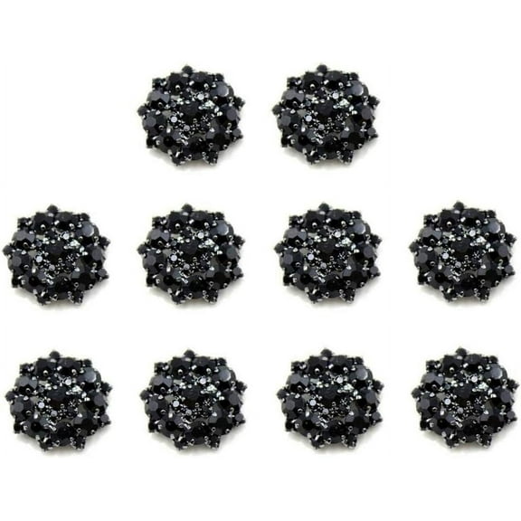 Namzi 10pcs Black Rhinestone Buttons Shank Diamante Accessories DIY for Wedding Decoration Sewing Clothing Buttons, 22mm