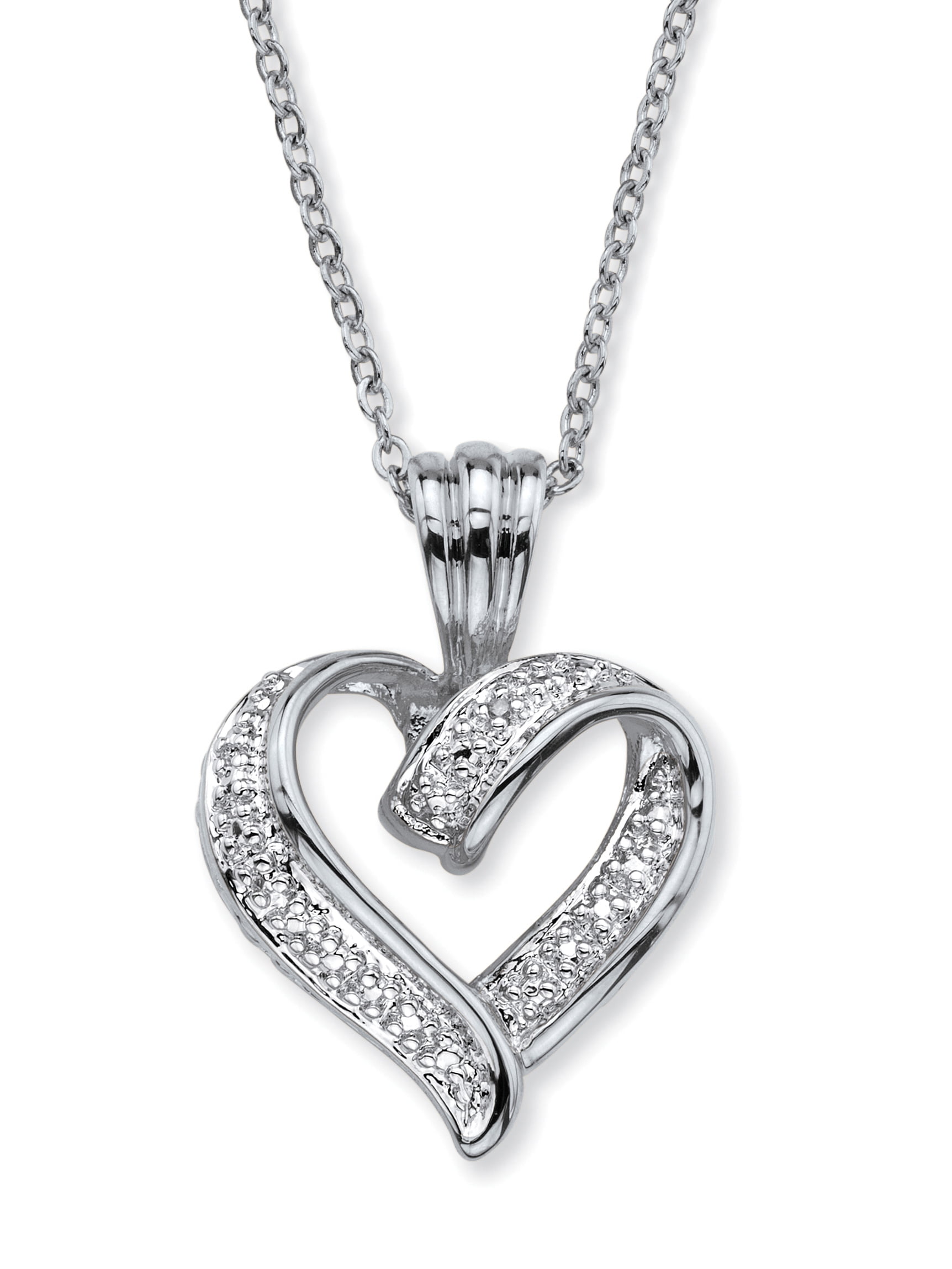 PalmBeach Jewelry Diamond Accent Pave-Style Looped Heart Pendant ...