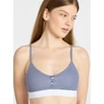 thumbnail image 5 of No Boundaries Women's Cotton Jersey Triangle Bralette w/Buttons Sizes XS-XXXL, 5 of 5