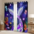 thumbnail image 2 of Feelyou Ocean Mermaid Curtains Pack of 2 (42x84 Each), Purple Starry Sky Curtains Blackout, 2 of 6