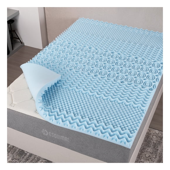 Esquimal Colchoneta Memory Foam 5 Cms. Topper 7 Zonas Matrimonial Color Azul