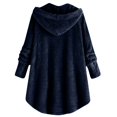 thumbnail image 6 of Plus Size Coat Plus Size Womens Coats Plus Size Coats Fuzzy Fleece Jacket for Women Lightweight Cozy Button Hooded Shirts Womens Winter Coats Causal Plus Size Bed Jackets, Dark Blue-M, 6 of 7