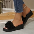 thumbnail image 5 of Womens Sandles Women's Women's Fashionable Casual Summer Solid Color Floral Peep Toe Wedge Sandals,Black,42, 5 of 9