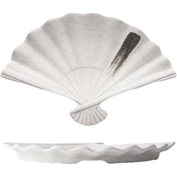 12.4-Inch Fan-Shaped Ceramic Sushi Plate – Serving Dish for Home and Restaurant Use