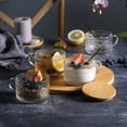 thumbnail image 4 of 4pcs Set Vintage Coffee Mugs gifts for women, Overnight Oats Containers with Bamboo Lids and Spoons - 14oz Clear Embossed Glass Cups, Cute Coffee Bar Accessories, Iced Coffee Glasses, 4 of 7