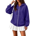 thumbnail image 2 of Stralyhd Full Zip Up Hoodies for Women 2026 Fall Winter Oversized Jacket with Pockets Long Sleeve Drawstring Outfits Comfort Hooded Sweatshirt Dark Purple 3XL, 2 of 7