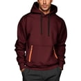 thumbnail image 3 of Men's Zip Up Hoodie with Arm Pocket, Casual Cardigan Style Sweatshirt, Large Size Fleece Jacket for Streetwear, Christmas Gift, Fall Winter Comfort and Travel,Wine,S, 3 of 5
