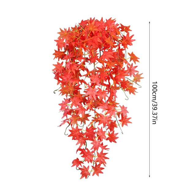 Chmadoxn Home Decor, Room Decor, Thanksgiving Maple Leaf Tree Hanging Simulation Decoration Green Plant Wall Hanging Simulation 5 Pronged Maple Leaf Wall Hanging Rattan Plastics maple leaf cane