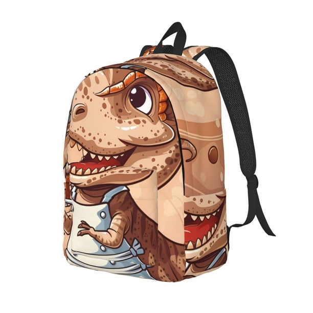 Balery Dinosaur Baking Delight Mochila Clásica Impresa Básica para Viaje, Mochila Escolar Resistente al Agua, Mochila de Lona con Correas Ajustables-Small