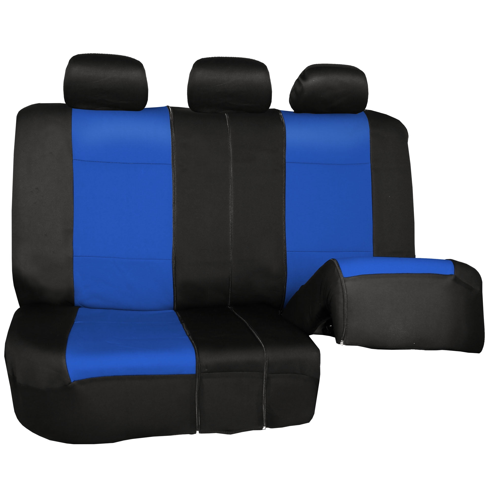 FH Group Neoprene Universal Car Seat Covers Fit For Car Truck SUV Van - Rear Bench Blue