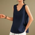 thumbnail image 5 of Ohufall Cotton Linen Tank Tops for Women Fashion Casual Solid Color V-Neck Blouses Tops Summer Comfy Relaxed Fit Sleeveless Beach Shirts, 5 of 7