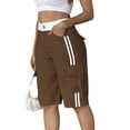 thumbnail image 2 of Bermuda Shorts for Women Cargo Shorts Knee Length Elastic Waist Long Shorts for Summer Casual with Pockets Brown XL, 2 of 6