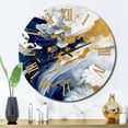 thumbnail image 3 of Designart "Strokes in Dark Blue and Gold XXIII" Fractals Oversized Wall Clock, 3 of 5