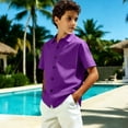 thumbnail image 6 of TIREOW Kids Boys Short Sleeve Dress Shirt Solid Color Button Down Shirt Summer Comfortable Casual Shirt Tops, 6 of 8