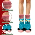 thumbnail image 4 of CYBIBO 3D Knit Animal Socks, Cute Animal-Themed Soft Handmade Crochet Socks for Women Men, Warm Cotton Cozy Warm Floor Socks for Winter Indoor, Funny Gift Socks, Pink Owl, 4 of 5