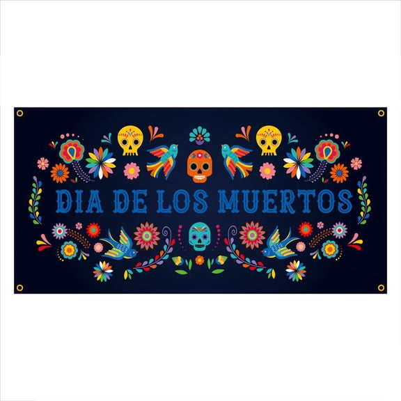 SDFGTstore Day of The Dead Mexican Festivals Flag Photography Backdrop for Banner 180x90cm Background Cloth Decoration