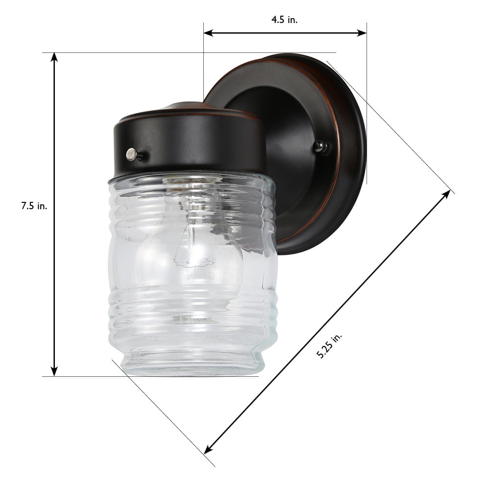 Design House 2-Pack Jelly Jar 1-Light Indoor/Outdoor Wall Sconce Light, Oil Rubbed Bronze