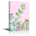 thumbnail image 2 of wall26 Canvas Wall Art Succulent Plants Series - Watercolor Style Plants on Pink Background - Giclee Print Gallery Wrap Modern Home Art Ready to Hang - 32" x 48", 2 of 4