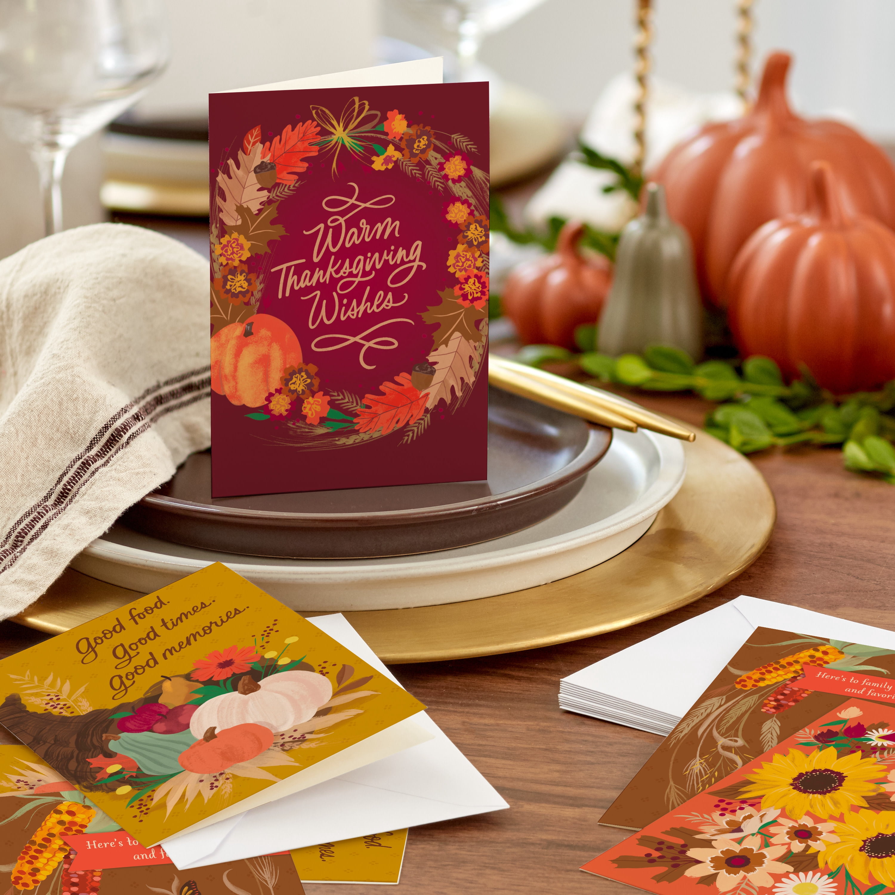 Hallmark Assorted Thanksgiving Cards (Warm Wishes and Traditions), 8 Count